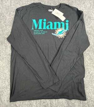 NFL Team Apparel Miami Dolphins Black Long Sleeve T-Shirt CSA - 2XL NWT